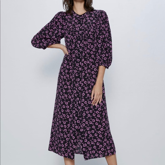 printed midi dress zara